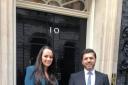Emma Picton-Jones on a recent visit to 10 Downing Street with Stephen Crabb MP. PICTURE: DPJ Foundation via Facebook.