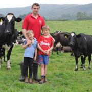 Rheinallt, pictured with Noah and Morgan, rotationally grazes the dairy herd Picture: Debbie James