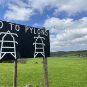 'No To Pylons' banners and signs have cropped up around Powys roadsides, including this one just outside Cilmeri, near Builth Wells