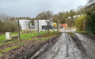 The two effluent tanks at Dairy Partners' mozzarella factory site near Newcastle Emlyn. Image: Carmarthenshire Council