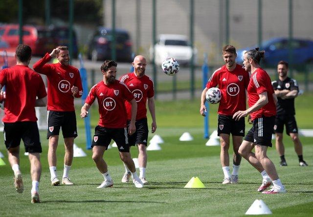 Wales players training before meeting France in a Euro 2020 warm-up friendly on Wednesday (Nick Potts/PA)