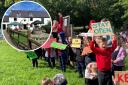 A protest was held over the future of Greenmeadow Community Farm, Cwmbran