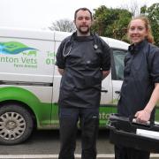 Veterinary surgeons Matthew Evans and Rosie Wright of Fenton Vets, Pembrokeshire, part of the team delivering Farming Connect’s animal health and welfare training workshops