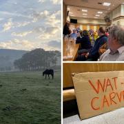 Left: the area at Pontsarn which is under threat. Right: the public meeting held at Cefn Coed RFC. Source: Protect Pontsarn & Siriol Griffiths