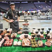 Ben Roberts with his meat display at the World Butchers' Challenge in California.