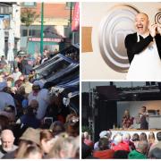Images from previous Newport Food Festivals, and Wynne Evans, who will appear at this year's event. Pictures: Ollie Barnes, Wynne Evans