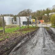 The two effluent tanks at Dairy Partners' mozzarella factory site near Newcastle Emlyn. Image: Carmarthenshire Council