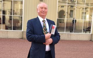 Tom Evans collects his MBE in 2020 at Buckingham Palace for services to farming heritage. Pic: Amanda Thomas