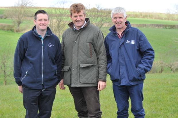 Nigel and Chris James, pictured with farm manager, Gethin Brown PICTURE: Debbie James